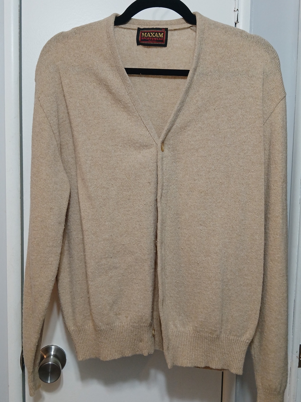 Women's Cream Knit V-Neck Cardigan Sweater